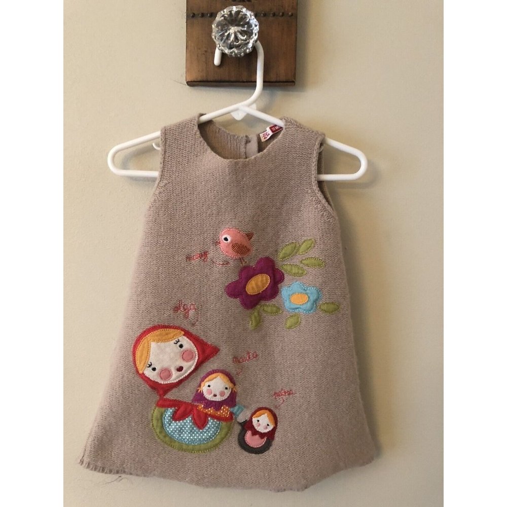 DPAM Infant Girls Size 18M Wool Blend Jumper Applique Embroidered